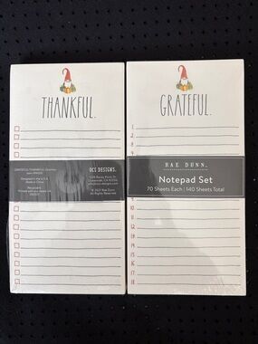 Rae Dunn Notepad 2 Sets Thankful Grateful 70 sheets each